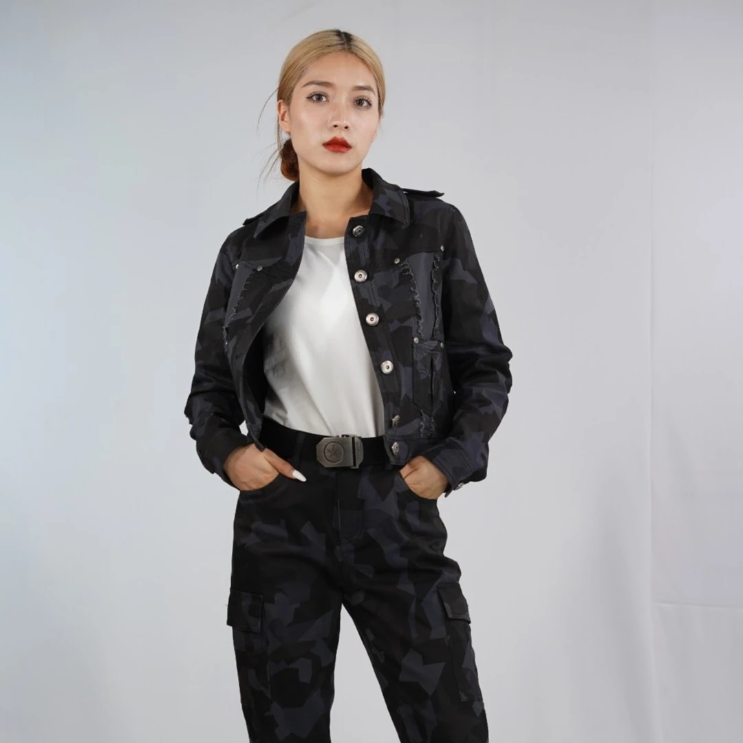 自由战士新款蓝迷彩时尚套装韩版时尚休闲套装GS-81088L/GK-9821L