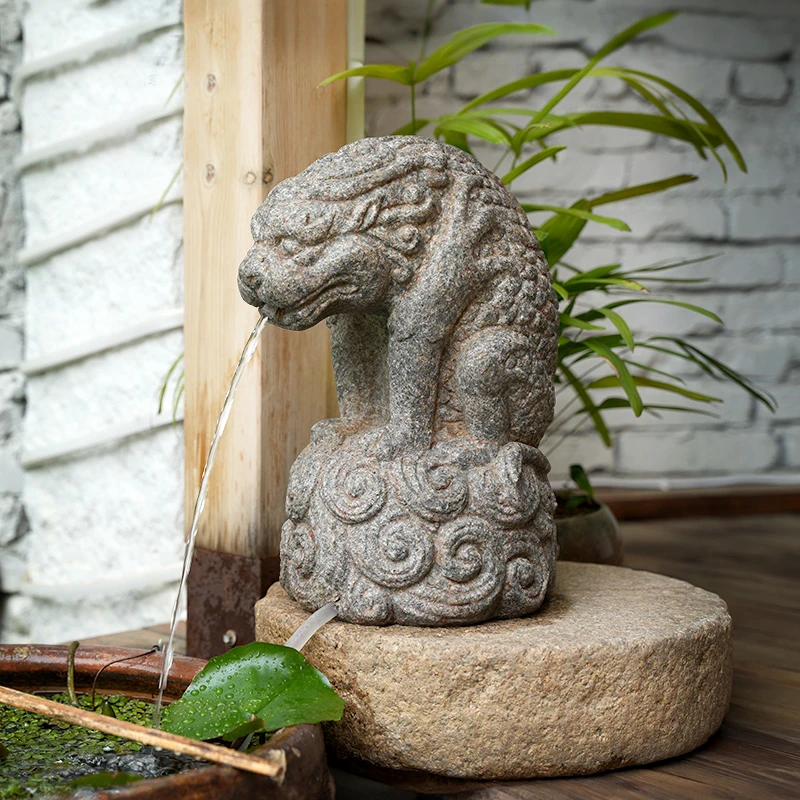 蚣蝮吸水兽中式流水摆件阳台鱼缸喷泉民宿花园吉祥物装饰水池造景