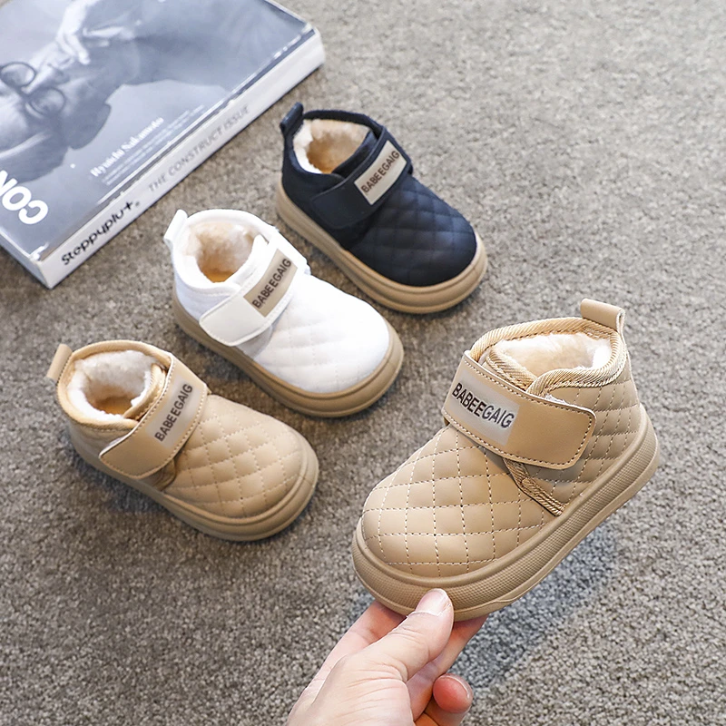 冬季男童棉鞋加绒女宝宝鞋子学步鞋保暖软底棉鞋雪地靴短靴新款