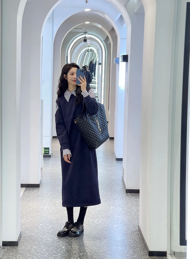 【胡UU】韩系秋冬拼接款假两件连衣裙31113-1-2-t