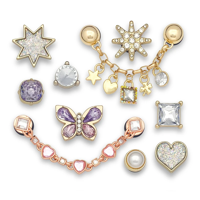 2024新款适配crocs鞋花洞洞鞋配饰diy洞洞鞋配件金属质感链条鞋花