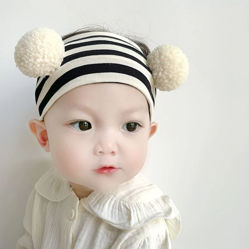 婴儿护卤门帽头饰新生儿球球发箍囟门发带婴幼儿可爱超萌男女宝宝