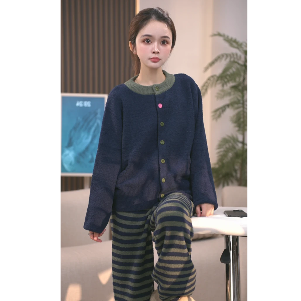 大菲【记忆回溯】秋冬款厚款套装新款纯色长袖长裤两件套家居服新