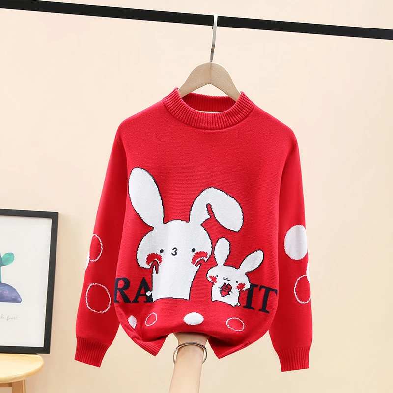 女童毛衣秋冬款洋气2025新款儿童中大童纯棉针织女孩套头打底衫潮