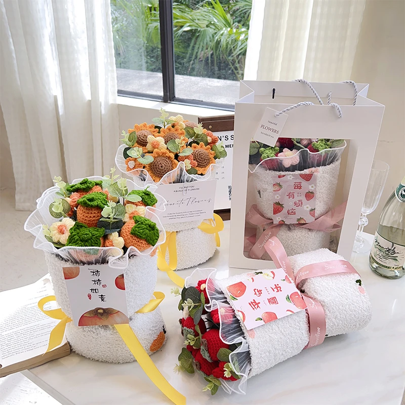 手工编织创意毛线花生日礼物女生实用老婆针织向日葵可爱中考送花