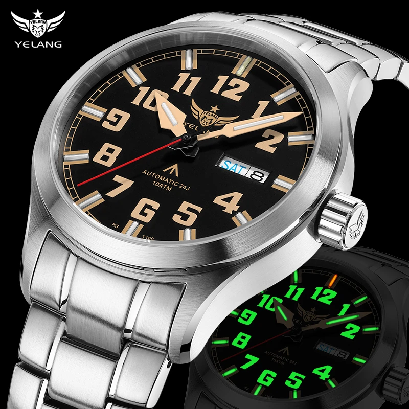 野狼全自动机械表男士手表氚气夜光防水表高档时尚品牌腕表V1007