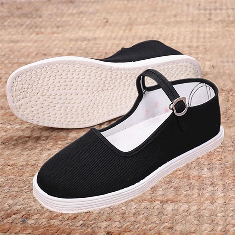 手工布鞋女秋季浅口透气吸汗舒适千层底防滑搭扣低帮纯棉布鞋女款