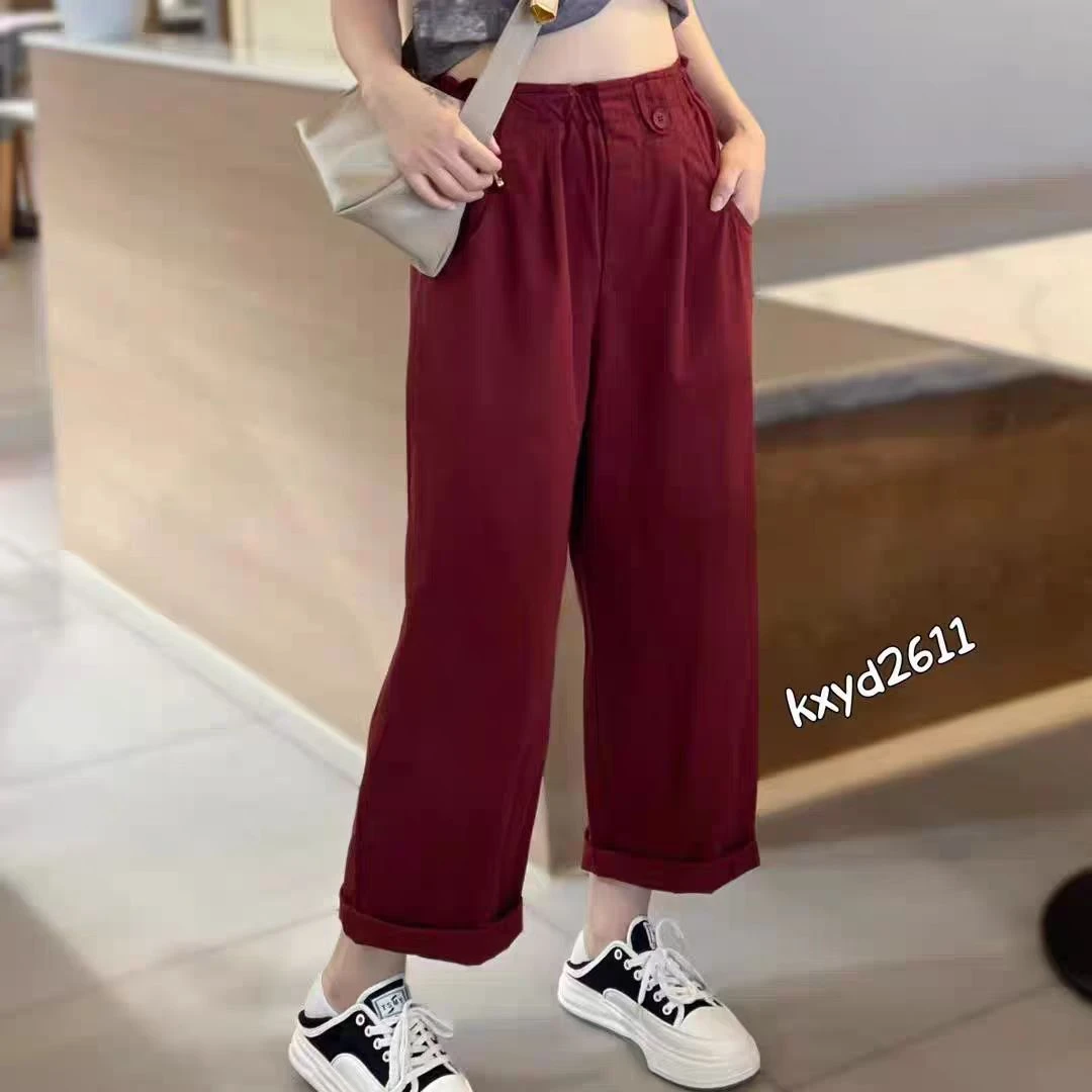 【蝶雅】早秋新款花苞裤子显瘦高腰百搭瘦版阔腿裤