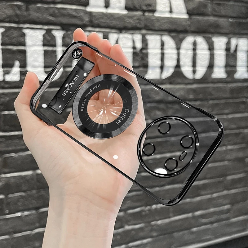 适用华为mate40简约高级感超薄电镀无边框磁吸贴电镀支架手机壳