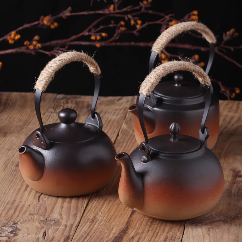 日式柴烧陶瓷壶粗陶提梁壶烧水壶煮茶壶家用泡茶酒精炉炭炉电陶炉