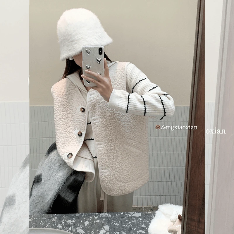 曾小咸 韩系百搭慵懒气质冬季休闲时尚宽松马甲外套 Z244VP2858