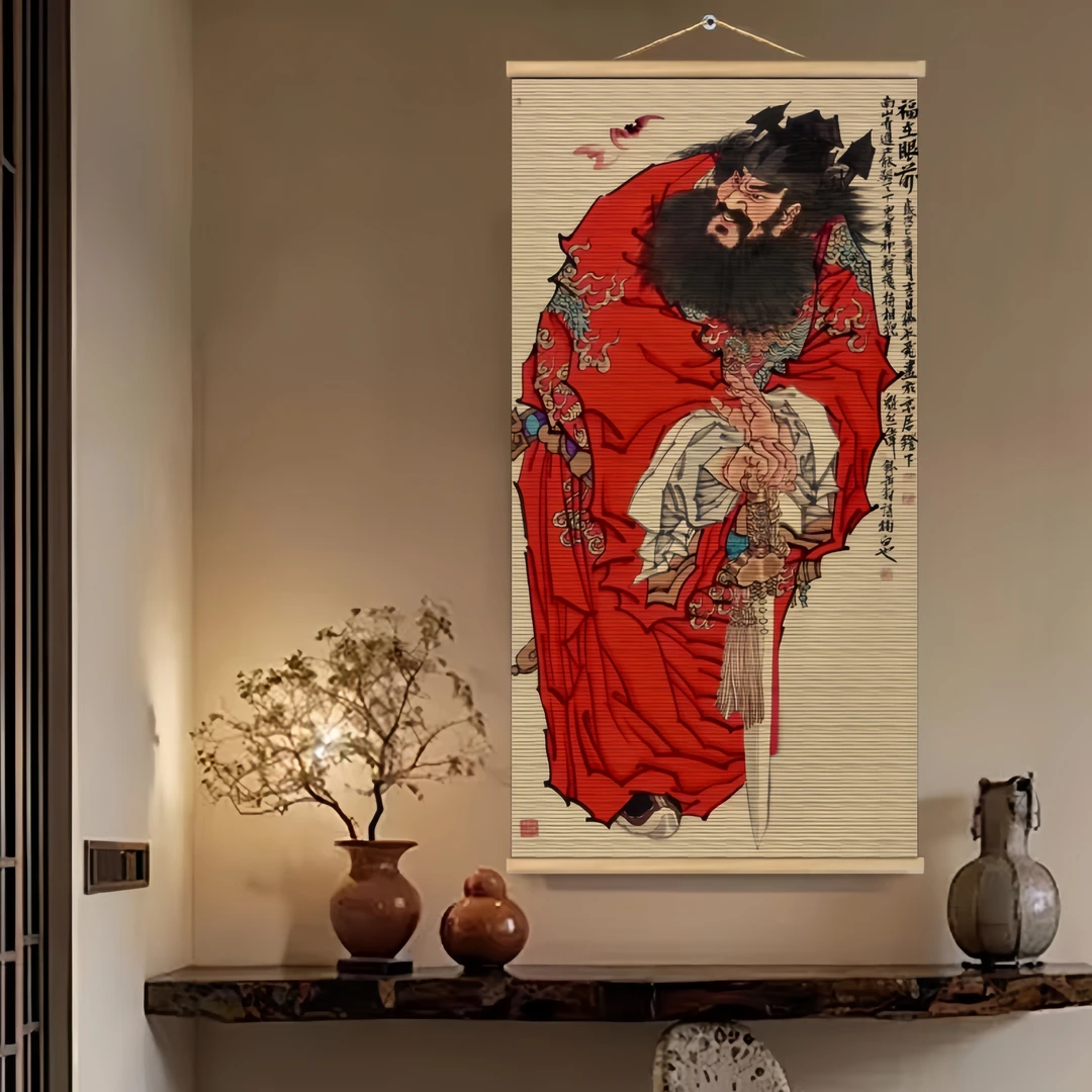 钟馗纳福竹编工艺画中式禅意客厅书房茶室挂画家居装饰寓意画免钉