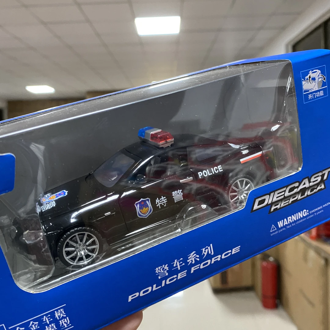 M6轿跑合金警车1:32回力声光玩具