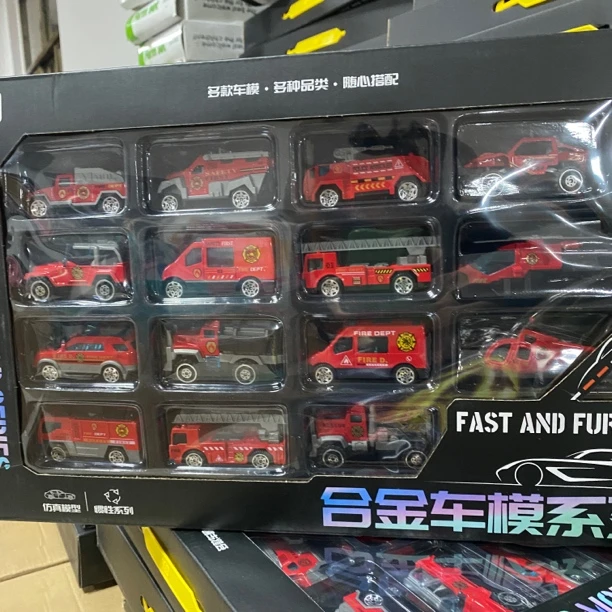 15只装合金消防车队车模玩具套装
