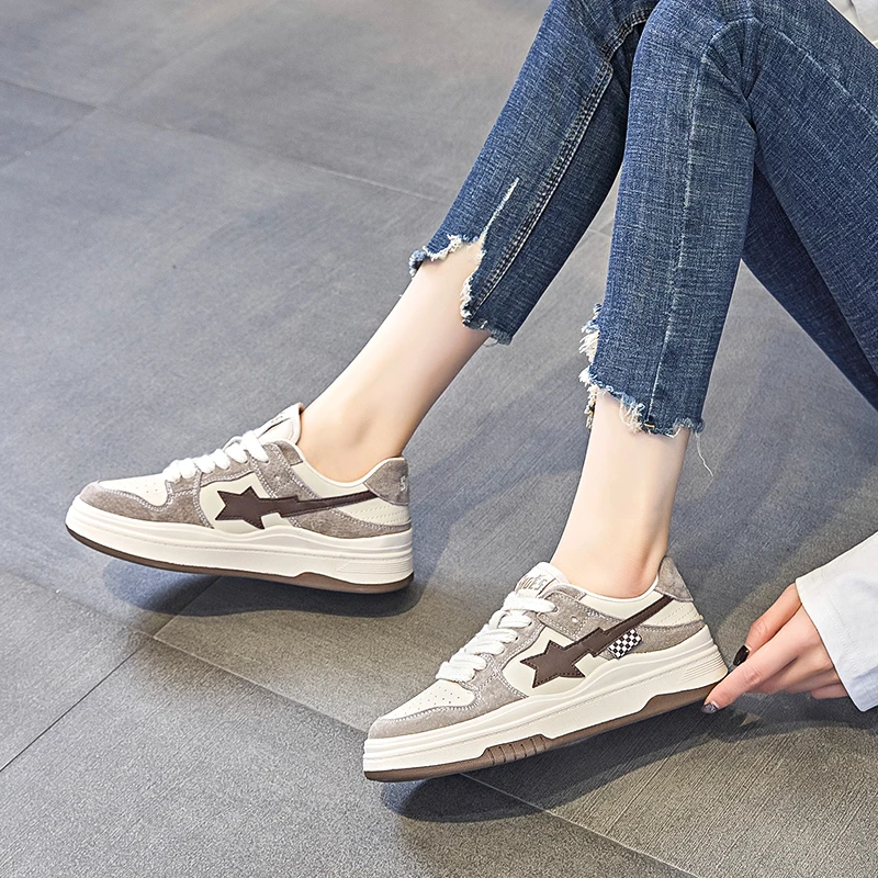 2023春季新款真皮舒适爆款休闲女鞋百搭运动韩版厚底潮流低帮拼色