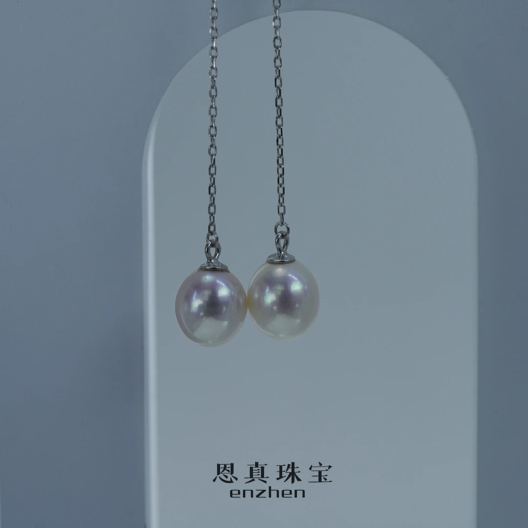 【樱花粉耳线】淡水无核珍珠日常水滴耳线（非基地发货不带证书）