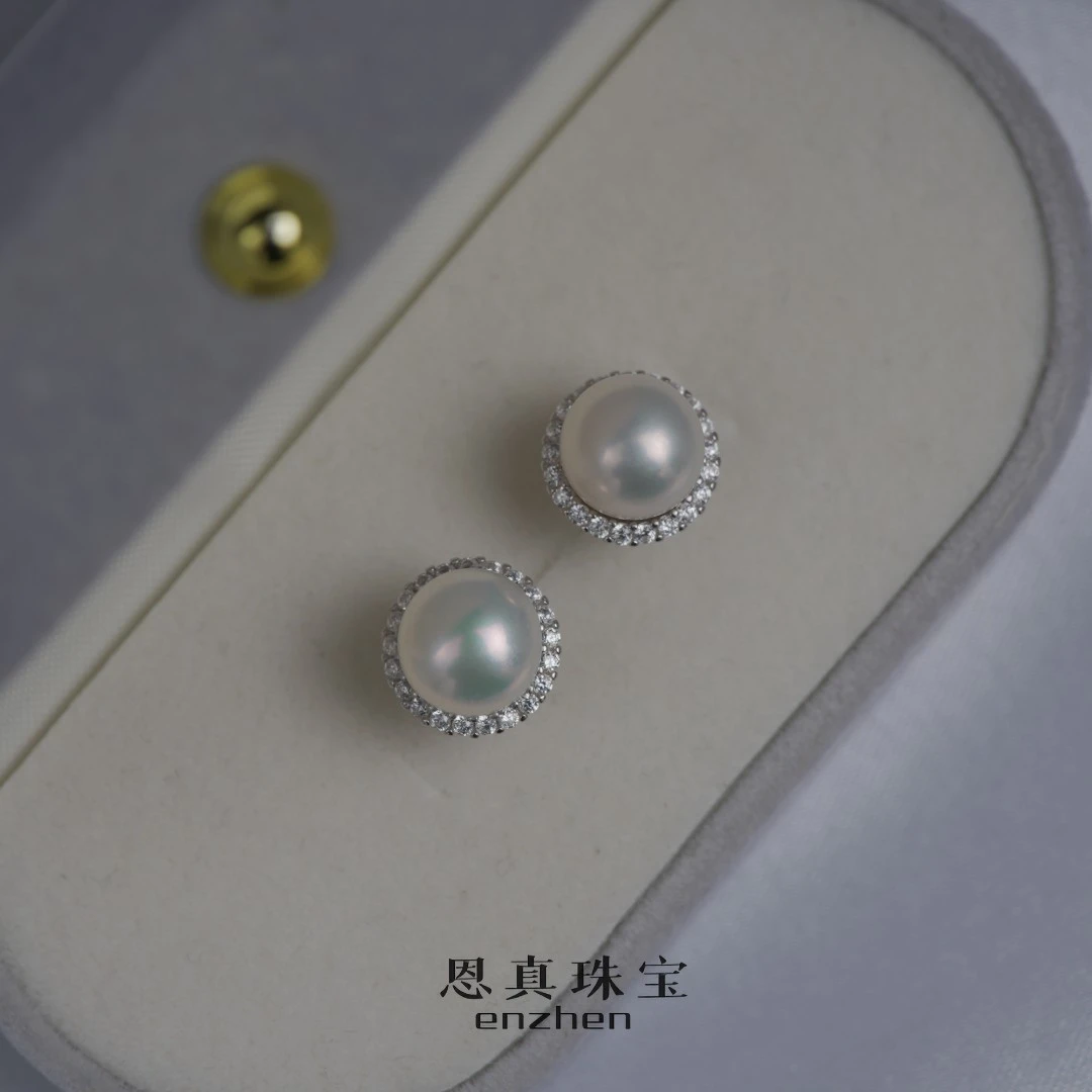 淡水珍珠太阳女神耳饰7-8mm （非基地发货不带证书）