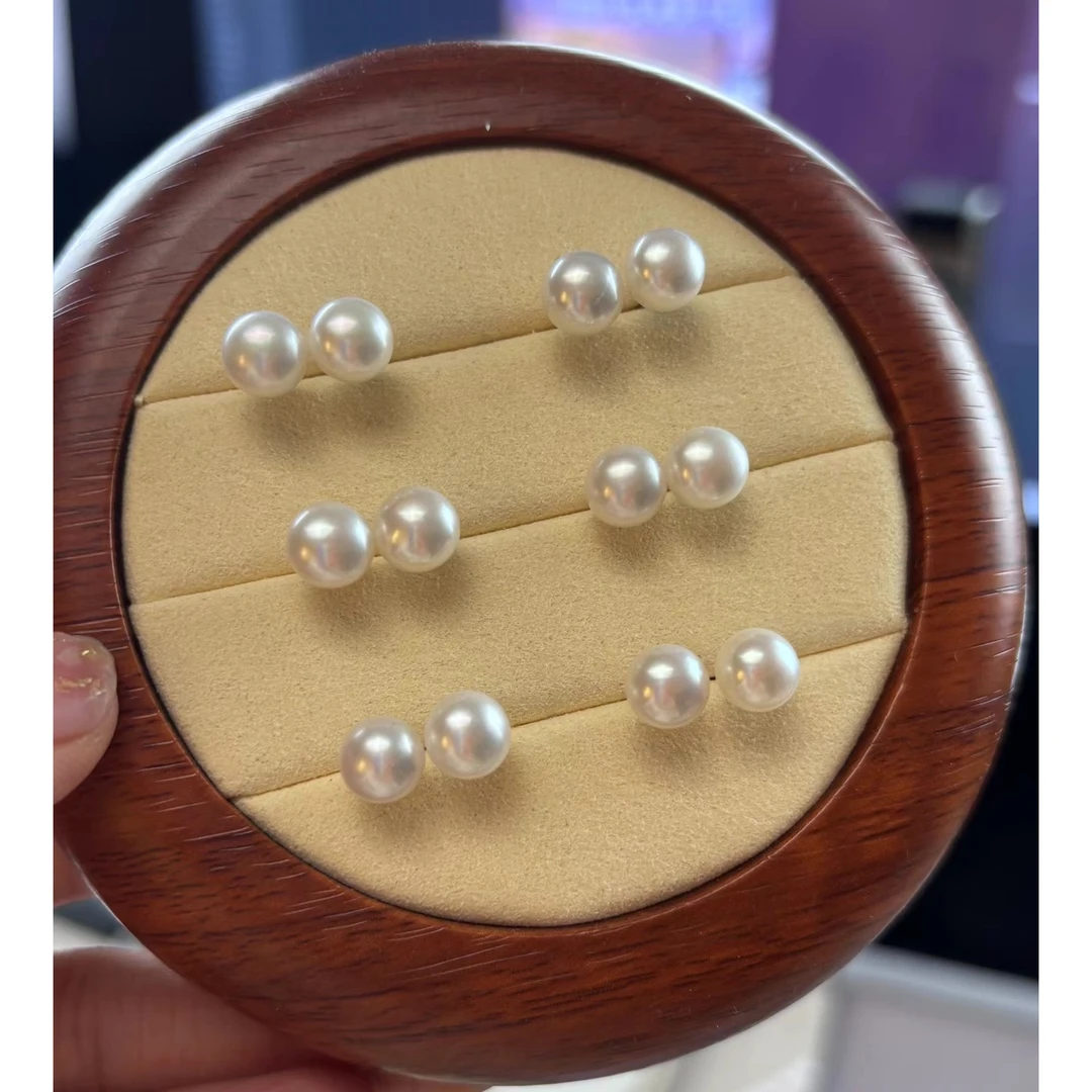 【兰姐专属】淡水无核珍珠空姐百搭胖圆素耳钉耳饰7-8mm多样性发1