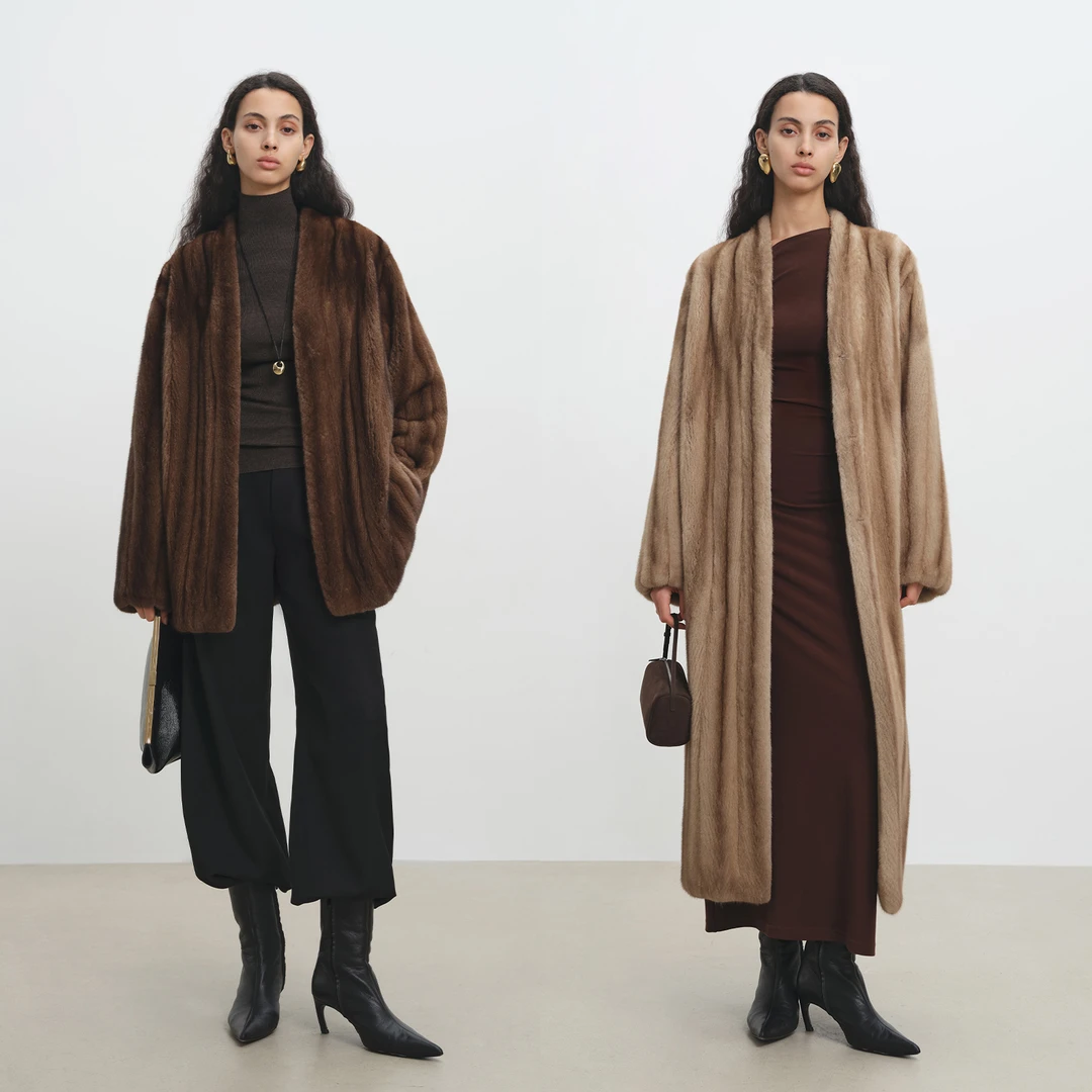 进口小母貂V领全抽 中古水貂皮草大衣长短丨匠心本色