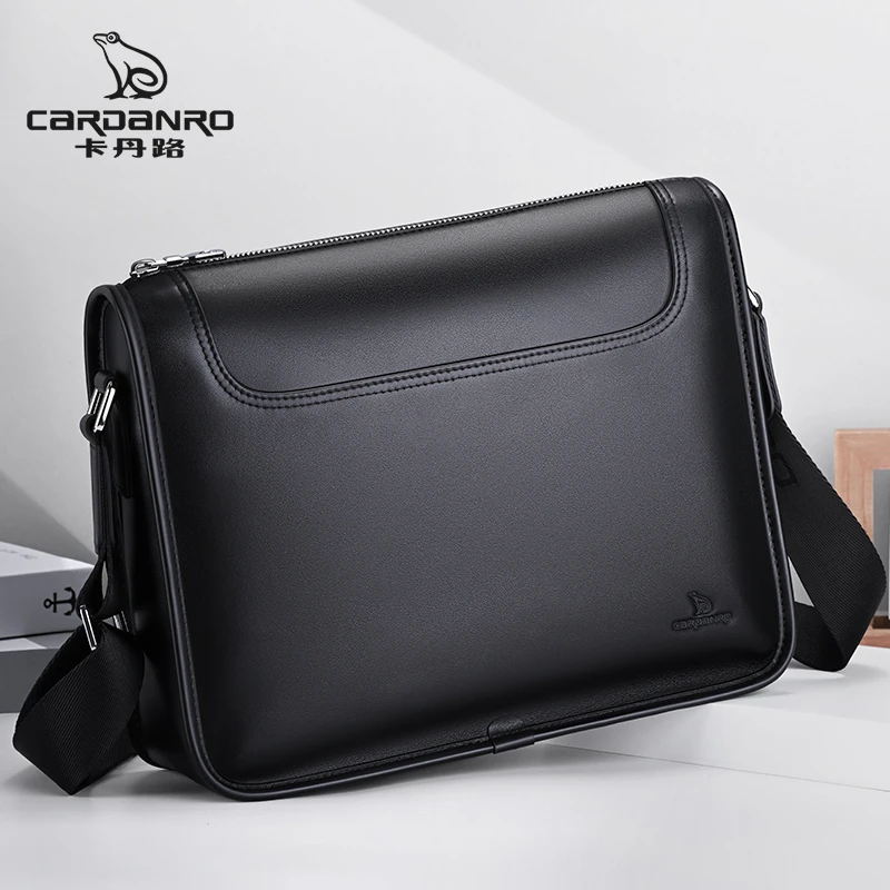 卡丹路真皮男包斜挎包男士包包单肩包男款2025新款大容量牛皮背包
