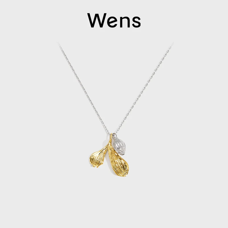 Wens/吻斯 铜合金项链 种子新叶吊坠项链百搭小众设计通勤高级感