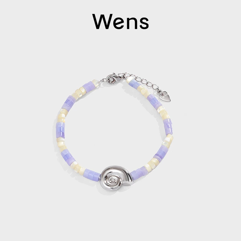 Wens/吻斯 铜合金手链 海洋系列  海螺造型黄紫撞色手链百搭小众
