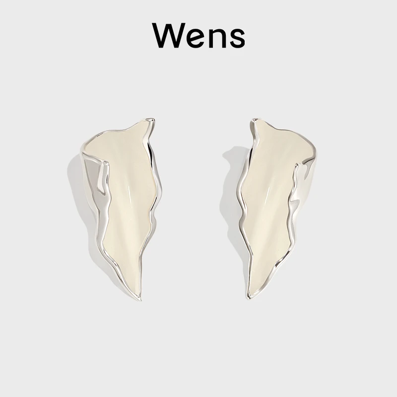 Wens/吻斯 铜合金耳饰 植物系列 褶皱叶片造型耳环简约设计高级感