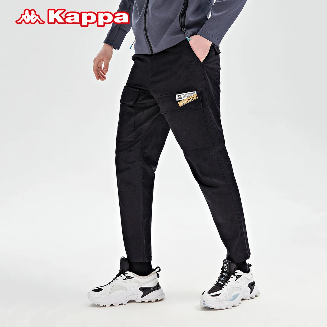 Kappa卡帕工装裤男梭织运动长裤休闲直筒卫裤K0B12AX87T