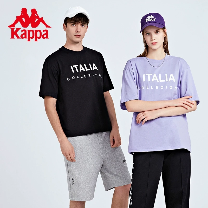 KAPPA短袖情侣男女字母运动T恤休闲半袖圆领上衣宽松K0CX2TD22V