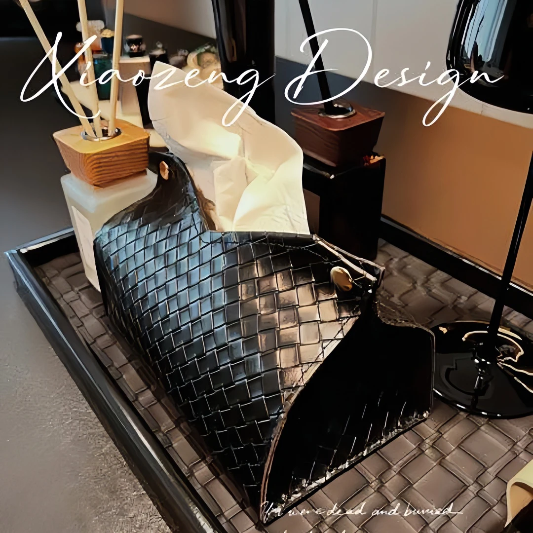 编织皮革纸巾盒客厅高档纸巾盒家用餐厅皮质纸巾袋抽纸盒摆件