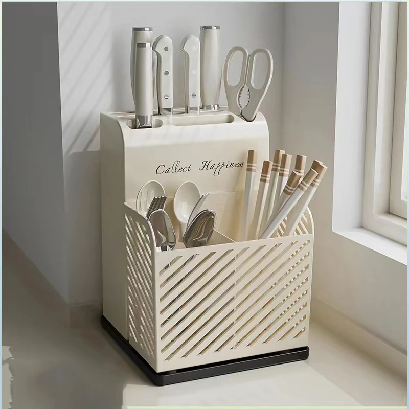 厨房用品筷子笼多功能刀架筷笼一体置物架沥水刀具筷子整理收纳架