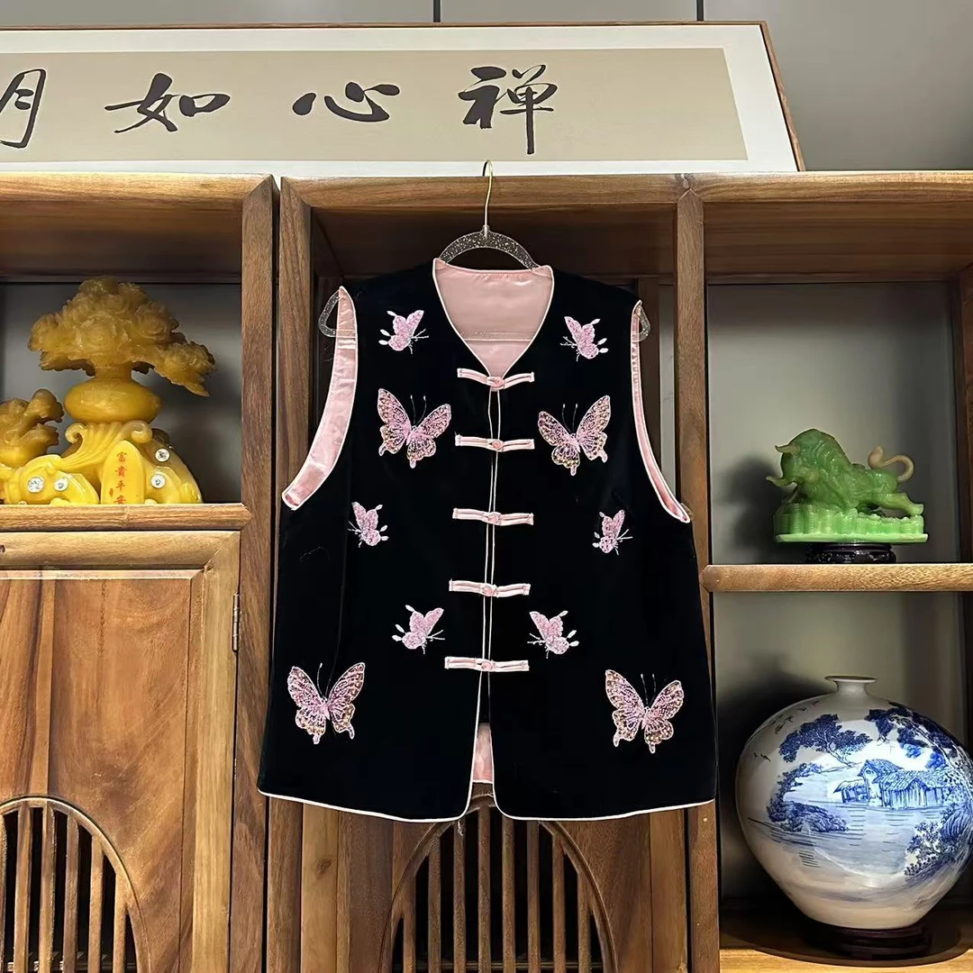 24288#冬季新款时尚《蝴蝶飞舞》中国风新中式潮流长袖外套