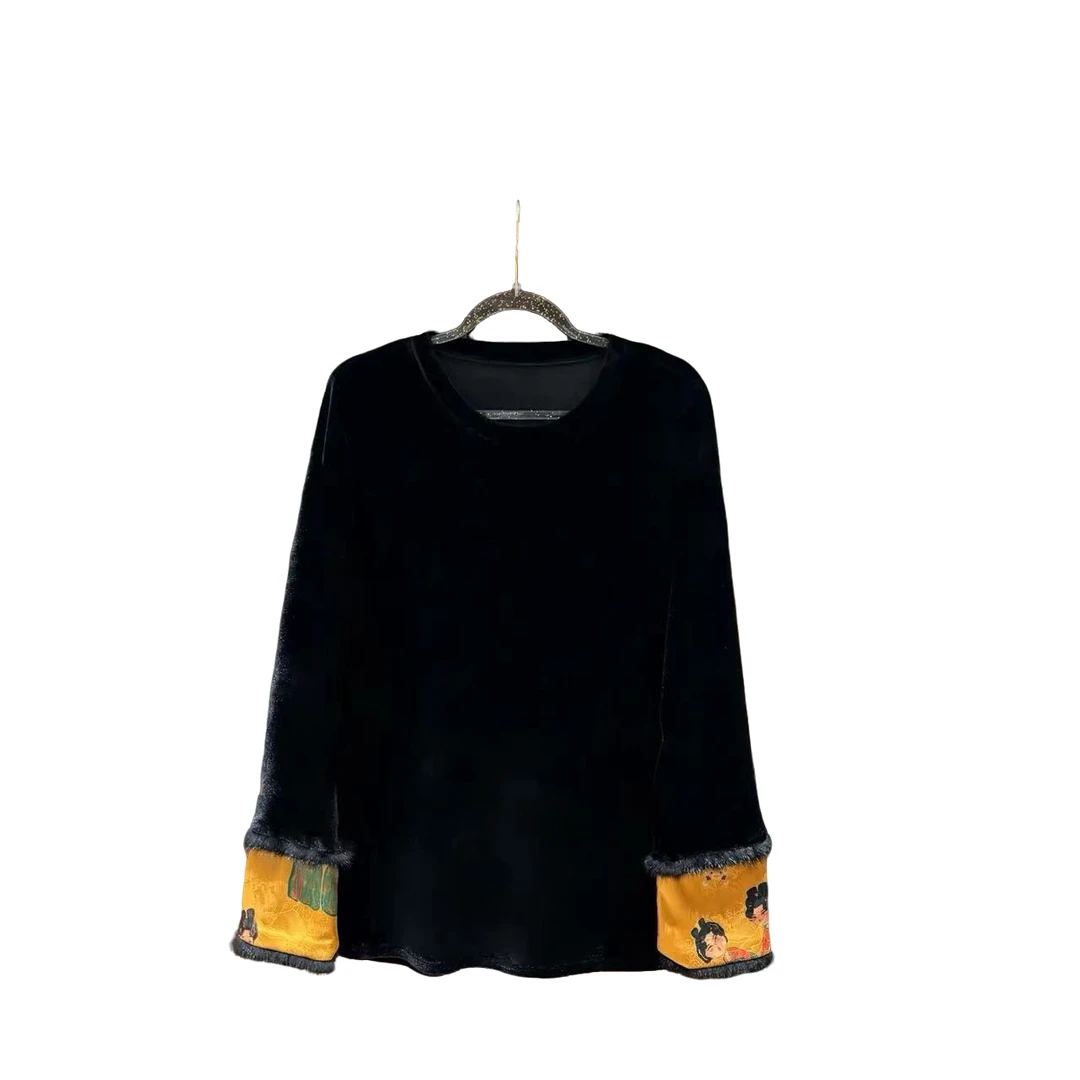 9358#新款冬季新中式打底长袖百搭圆领网红时尚保暖女士