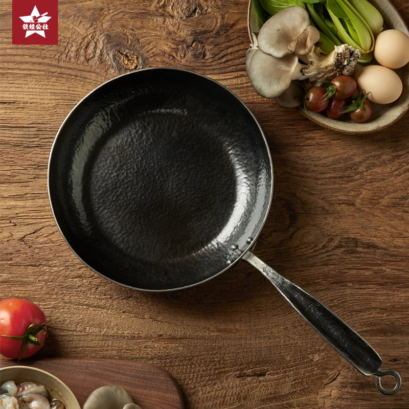 铁娃公社平底煎锅牛排锅户外露营家用炒锅铁锅免开锅无涂层不粘锅