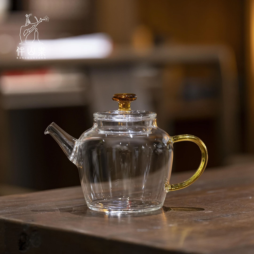 伴山棠合彩抚琴耐热玻璃过滤泡茶壶家用茶水分离泡茶器花茶具套装