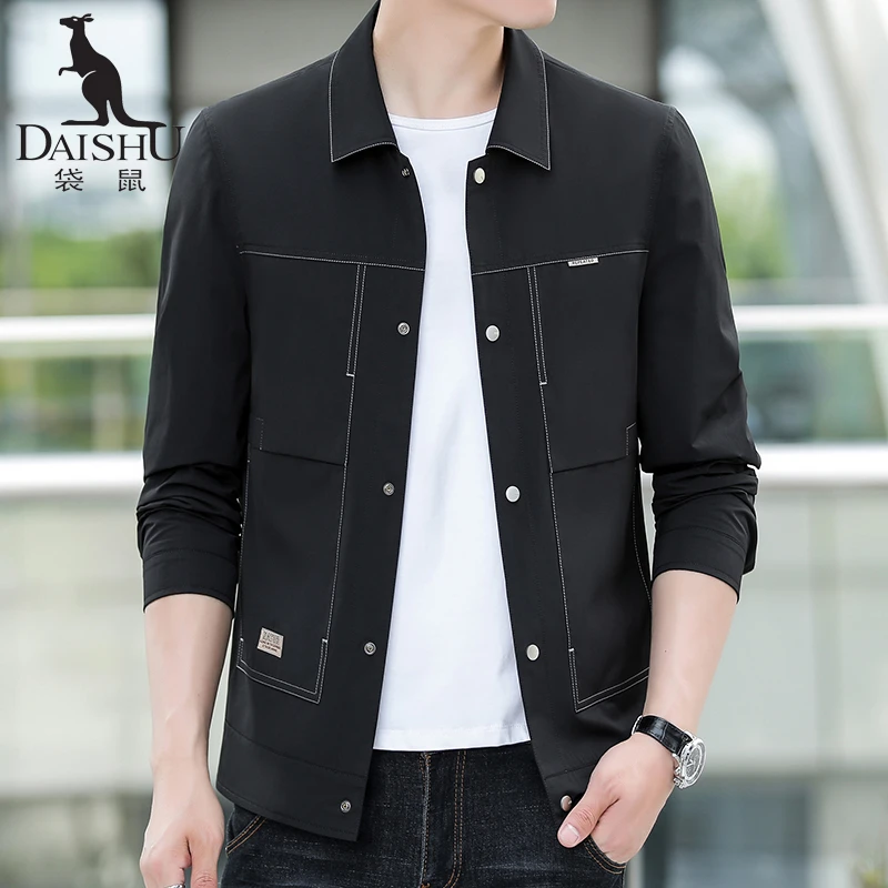 Dai Shu/袋鼠男士外套春秋季薄款款爆款百搭工装夹克潮流帅气上衣