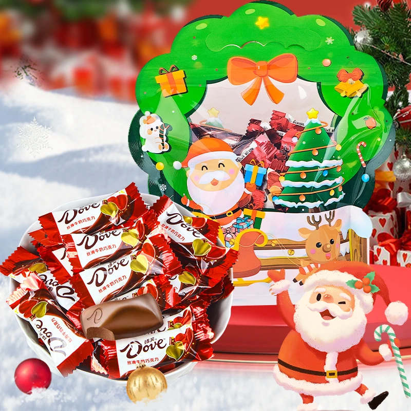 德芙丝滑牛奶巧克力圣诞礼袋装4.5g×45粒情人节送礼