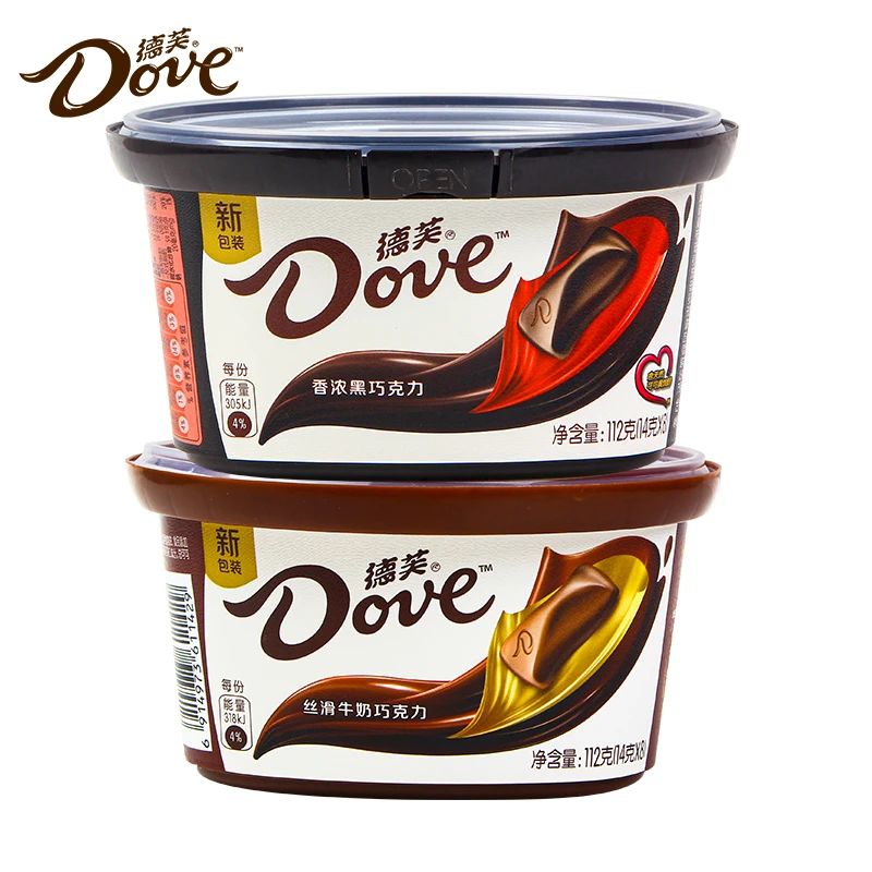 德芙巧克力丝滑牛奶黑巧碗装112g×1碗休闲解馋办公小零食