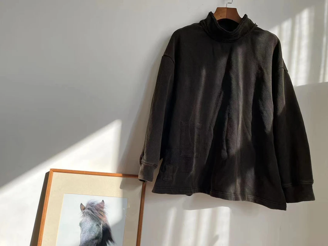 素朴布衣  荼TU-S35535无折扣秋冬两色全棉针织复古半高领卫衣