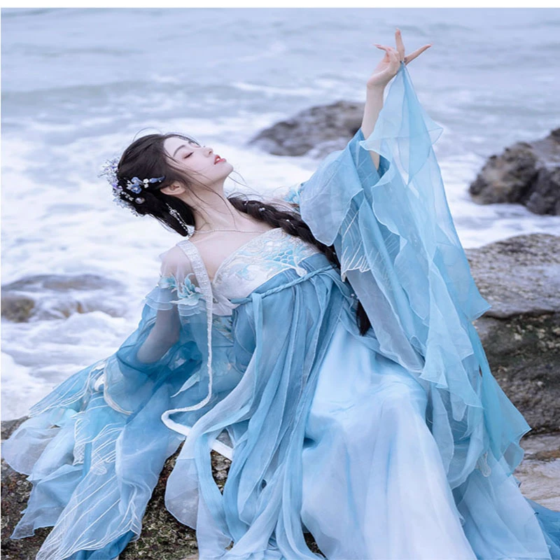 扣号99-169花雨池马面裙明制汉服飞机袖新中式仿妆花汉元素印花春