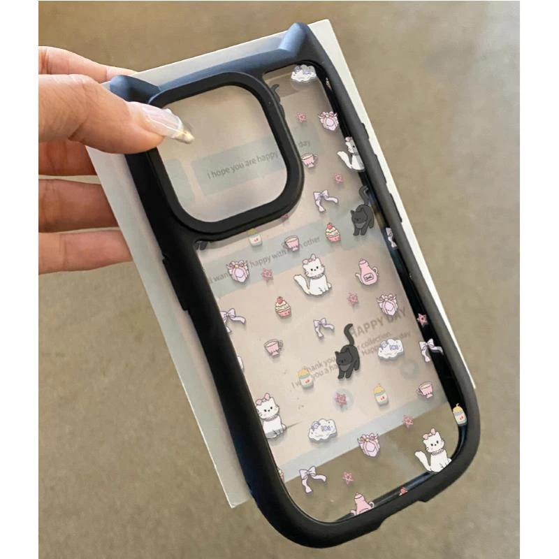 趣味小猫适用苹果15可爱手机壳iPhone14/13pro立体猫耳朵12/11套