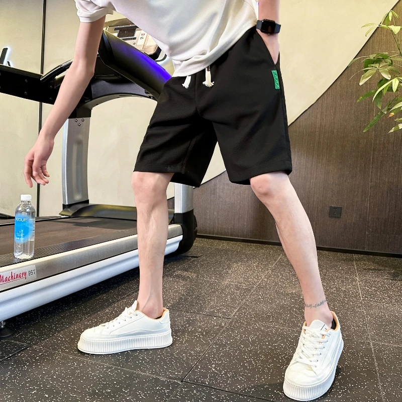 夏季黑色短裤男百搭潮流时尚复古中裤男士港风直筒宽松沙滩五分裤