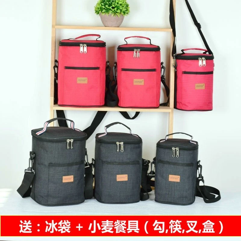 加厚1.4-2升保温桶套密封防水内套圆形手提 便当饭盒提锅袋带饭包