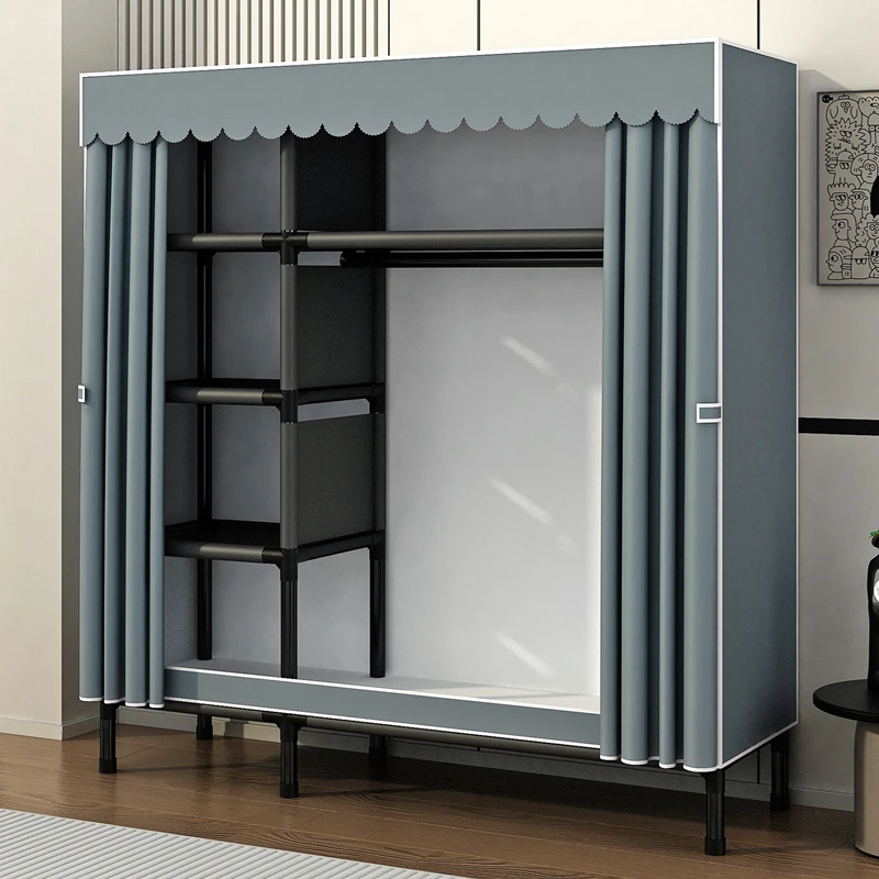 简易衣柜加固布艺衣柜学生宿舍家用收纳卧室柜子组装钢管单人衣橱