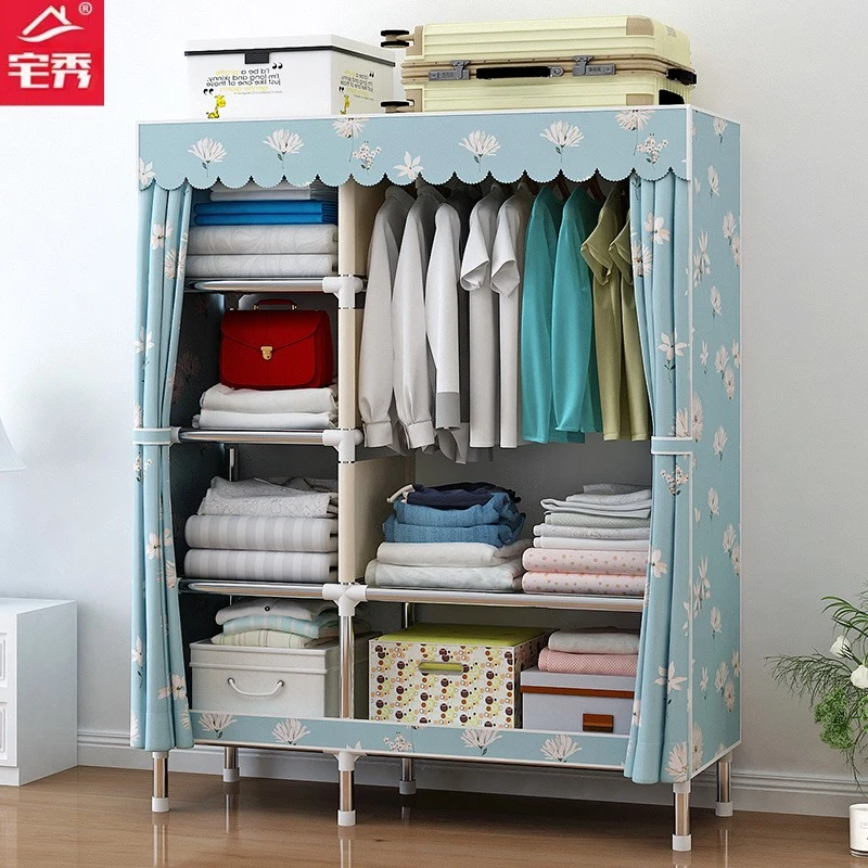 简易衣柜家用卧室钢管加厚组装布衣柜出租房钢架加粗收纳挂衣橱子