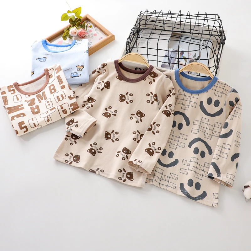 儿童秋衣莱卡棉无骨单上衣男女童打底衫中大童线衣宝宝保暖秋衣