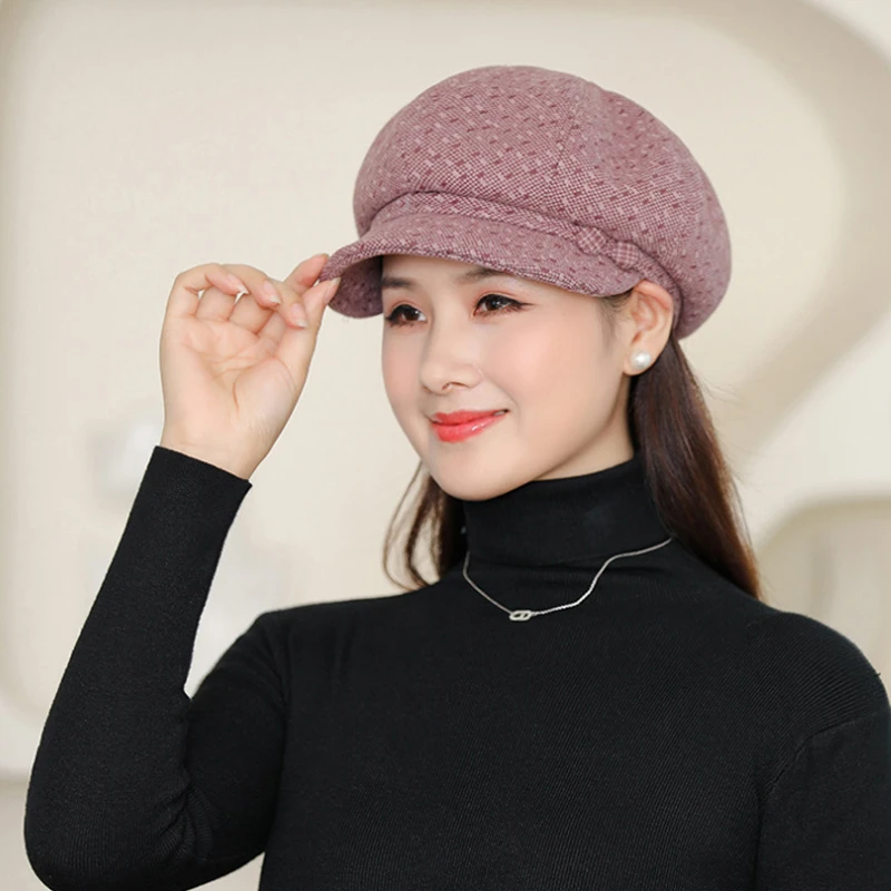 中老年妈妈秋冬天保暖鸭舌帽加厚老婆老人奶奶保暖冬季棉帽贝雷帽