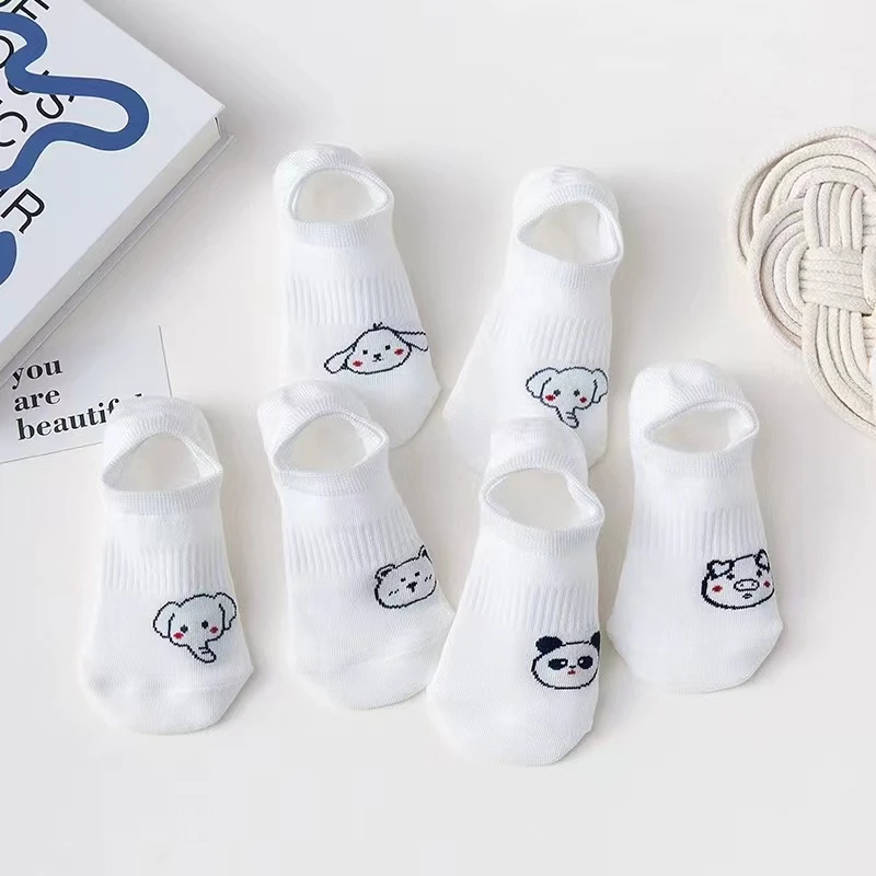 白色可爱百搭卡通隐形船袜女短袜浅口夏天透气低帮网眼潮流袜子