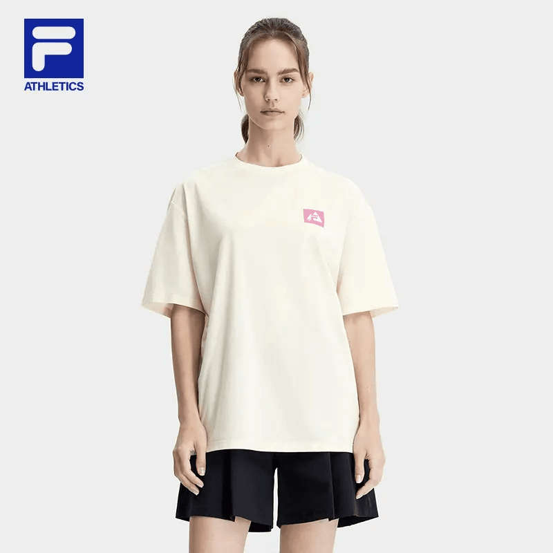 Fila/斐乐夏新款【宽松圆领休闲针织】女短袖运动T恤A11W327108F
