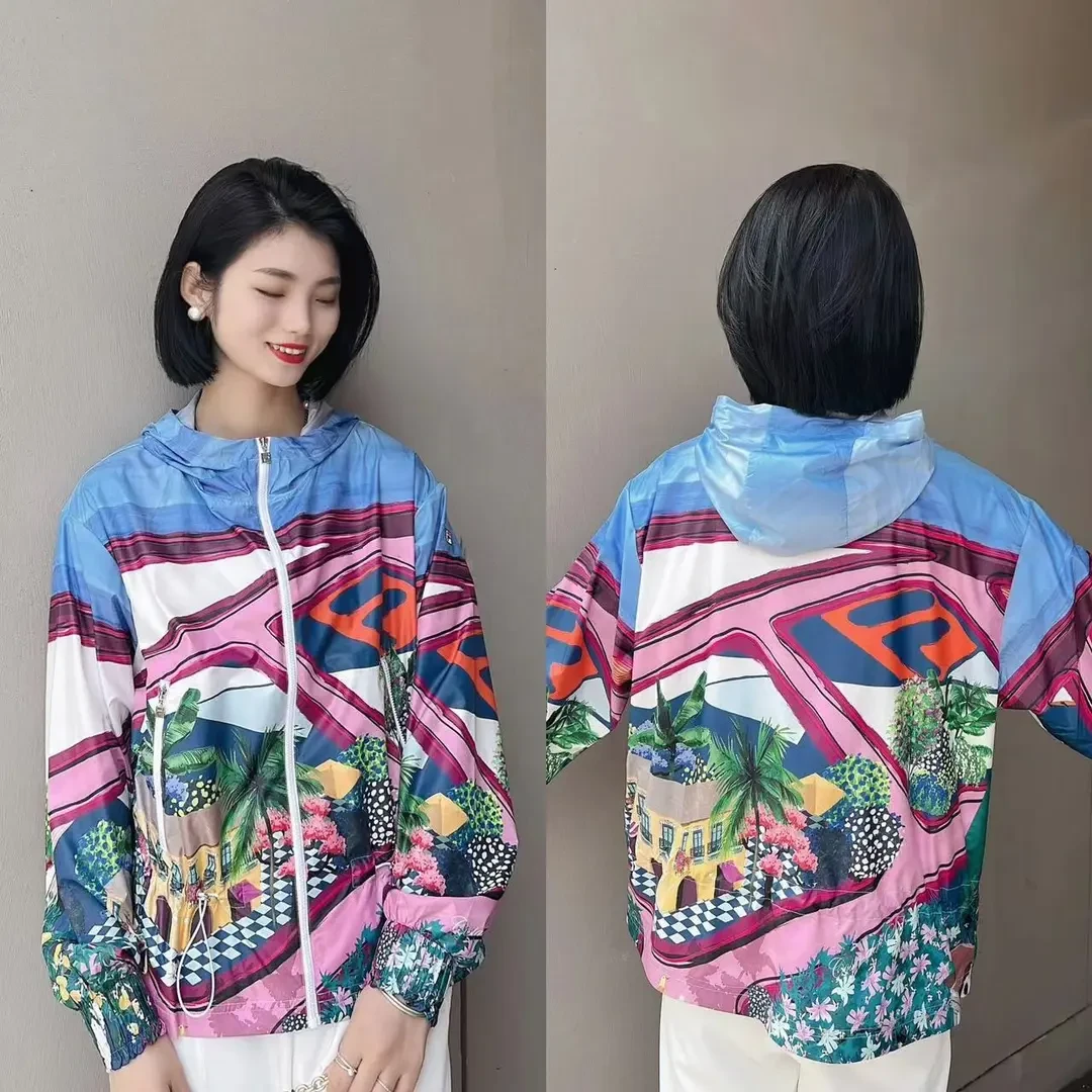 FILA/斐乐【满印外套】女时尚休闲宽松梭织撞色潮流上衣F11W328701F